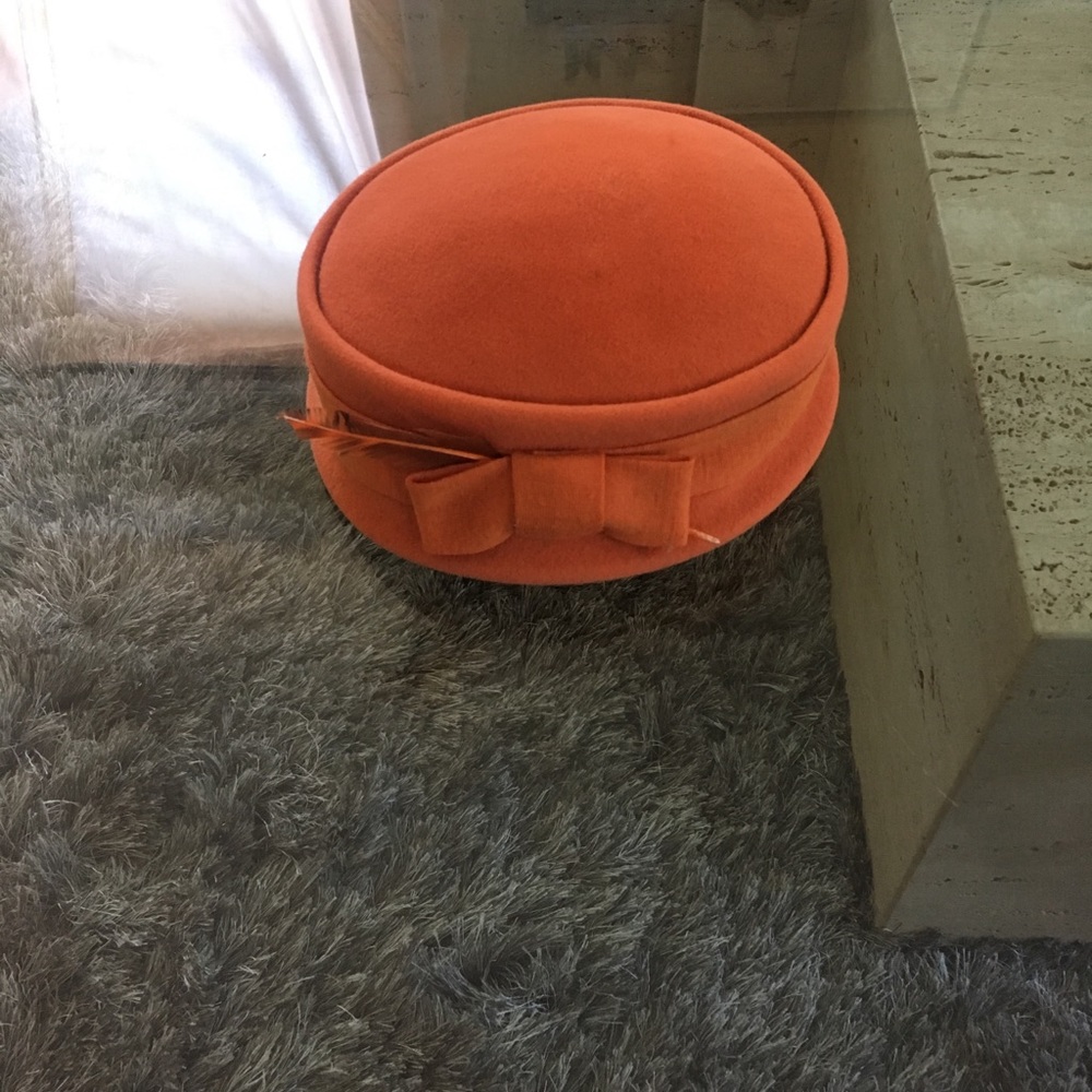 Orange vintage cashmere wool hat